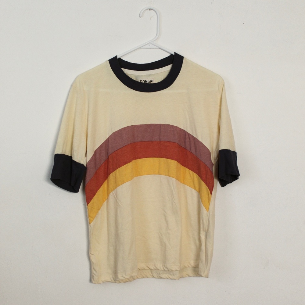 Camp Collection Over the Rainbow Ringer Tee Shirt, Size Large